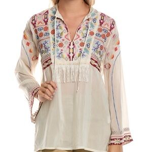 Johnny Was CORIANDER TUNIC-KAREN Women's 100% Cupra
Rayón Size Large